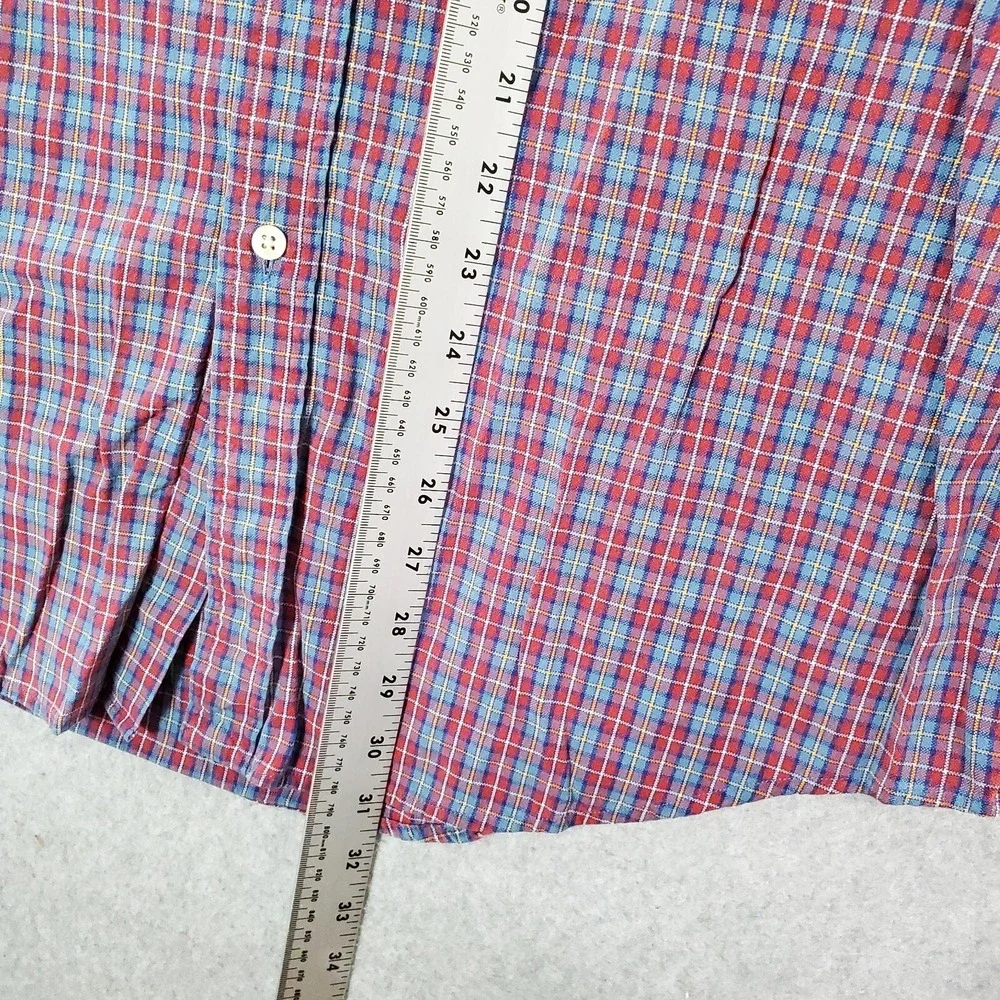 Ralph Lauren Men Button Up Shirt Large Red Plaid Logo Long Sleeve Collar READ